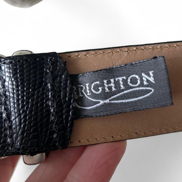 Vintage Brighton Black Belt w/ Chunky Silver + Gold Buckle | Size M - Picture 6 of 9